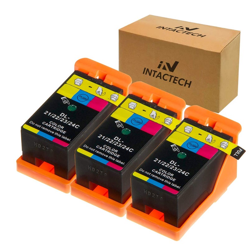 IN INTACTECH Intactech 3-Pack Y499D Color Replacement for Dell V515w, V715w, V313w Ink Cartridges Compatible with Dell Series 21 22 23 24 Work for Dell V313, V313w, V515w, V715w, P513w, P713w Printer - Image 1